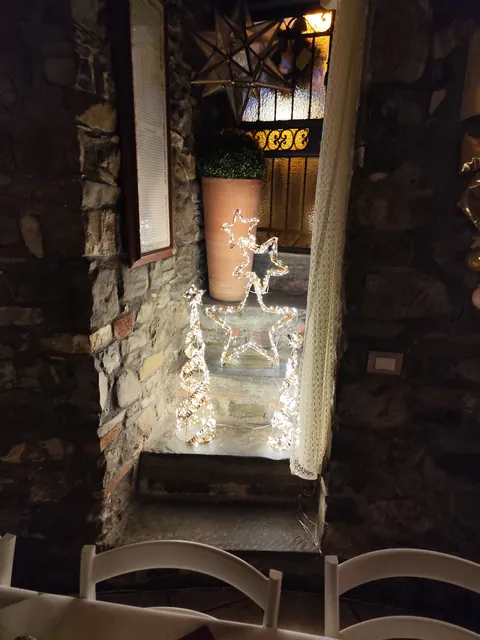 Stelle e alberelli luminosi su scalini in pietra